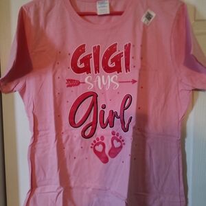 Port & Company Women's L Pink Cotton Graphic Print T-Shirt Short Sleeve